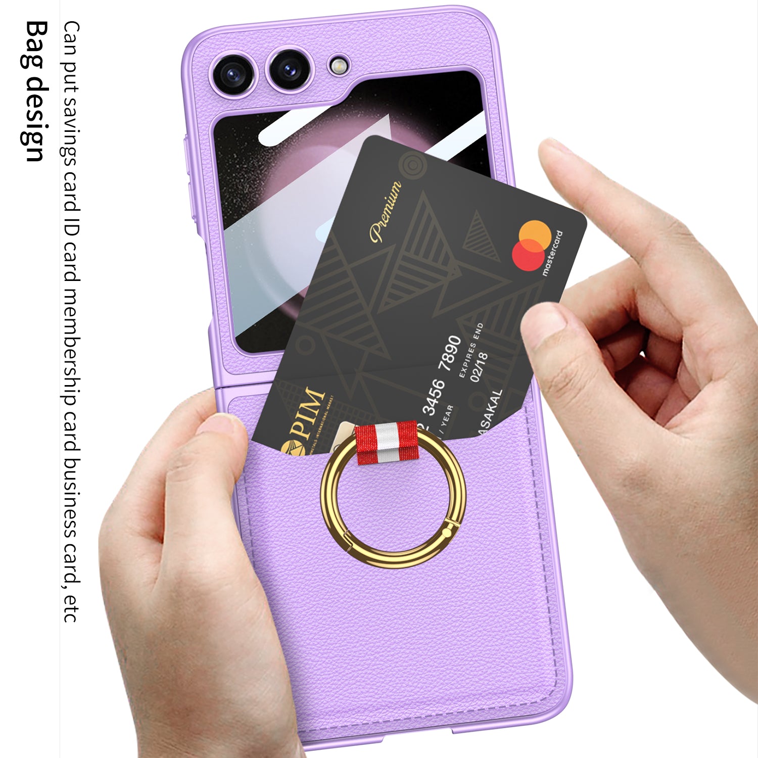 GKK For Samsung Galaxy Z Flip5 5G PU Leather PC Phone Case Ring Kickstand Card Slot Cover with Small Screen Film GKK For Samsung Galaxy Z Flip5 5G PU Leather PC Phone Case Ring Kickstand Card Slot Cover with Small Screen Film